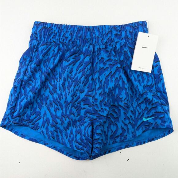 Nike Blue Animal Print Girls Training Shorts - Picture 1 of 5